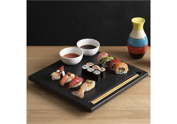 Δίσκος Sushi, 30x30x4cm, μαύρος, πολυαιθυλένιου, Bisetti TG3030NS
