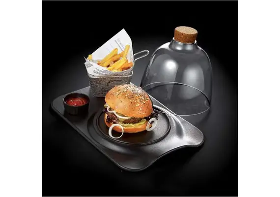 Δίσκος πορσελάνης μαύρος 32.9x21.9x2.9cm, για Burger (τιμή για 2 τεμάχια) IS.050061