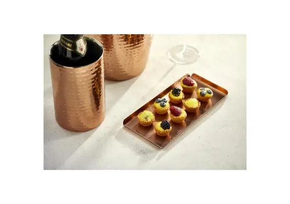 Δίσκος παρουσίασης INOX, σε χρώμα χαλκού (copper), σφυρήλατος, 25.5x11.5x1.3cm, Leone P2110