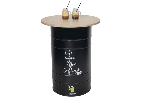 Τραπέζι Τύπου Βαρέλι με Ξύλινο Καπάκι Φ70x90cm απο Γαλβαζισμένη Λαμαρίνα 40.20.405