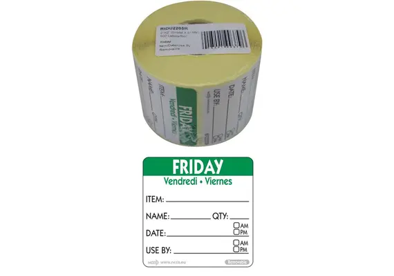 Ρολό 500 ετικέτες HACCP, Friday, 5x5cm, πράσινη, NCCO.RIDU2205