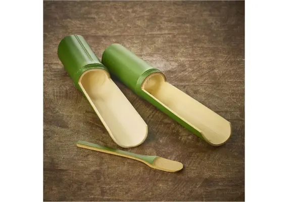 Δοχείο/Σωλήνας σερβιρίσματος Wakatake,+ φ5x27cm, από Bamboo, με σπάτουλα 15x2cm, made in Japan (τιμή για 2 τεμάχια) NISWAK6