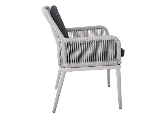 Z.E6842,1 ALLEY Πολυθρόνα Τραπεζαρίας Κήπου ALU, Rope Grey 6mm, Μαξιλάρια Ανθρακί 62x64x85cm