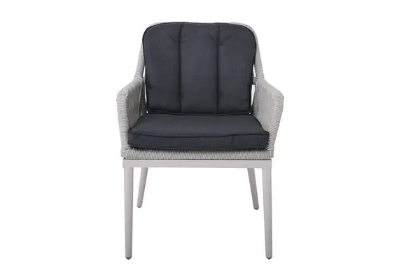 Z.E6842,1 ALLEY Πολυθρόνα Τραπεζαρίας Κήπου ALU, Rope Grey 6mm, Μαξιλάρια Ανθρακί 62x64x85cm