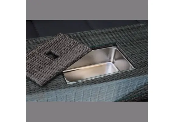 Z.E6621 BOOZER Set Σαλόνι-Τραπεζαρ.ALU Τραπέζι ανυψωμένο+2τ 3θ Γωνία +2τ Σκαμπό, Σκ.Γκρι - Ανθρακί