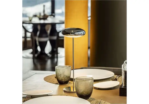 Επιτραπέζιο φωτιστικό LED, NUVOLA, φ12x31cm, Mirror Steel, επαναφορτιζόμενο, αλουμινίου, Broggi 4110517001
