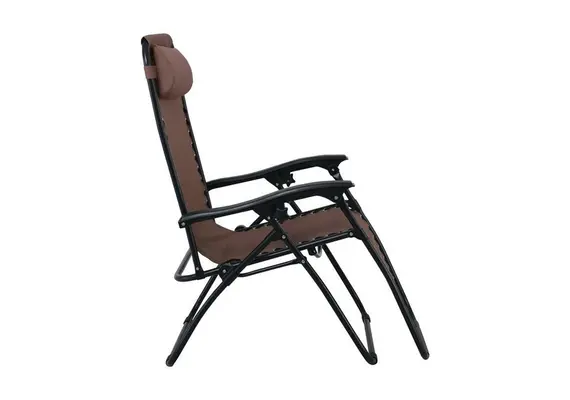 (MinQty) Z.E618,1 SUPER RELAX Πολυθρόνα με Υποπόδιο Μεταλλικό Ανθρακί /Textilene Καφέ 165x65x112cm (Τιμή για 2 τεμάχια)