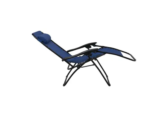 (MinQty) Z.E618,2 SUPER RELAX Πολυθρ.με Υποπόδιο Μεταλ.Ανθρακί/Textilene Μπλε 165x65x112cm (Τιμή για 2 τεμάχια)