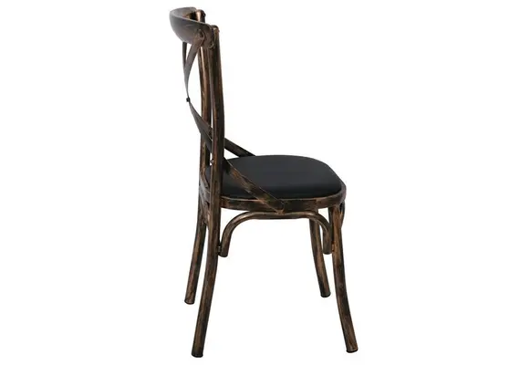 (MinQty) Z.Ε5147 MARLIN Καρέκλα Μέταλλο Βαφή Black Gold, PU Μαύρο 52x46x91cm (Τιμή για 4 τεμάχια)