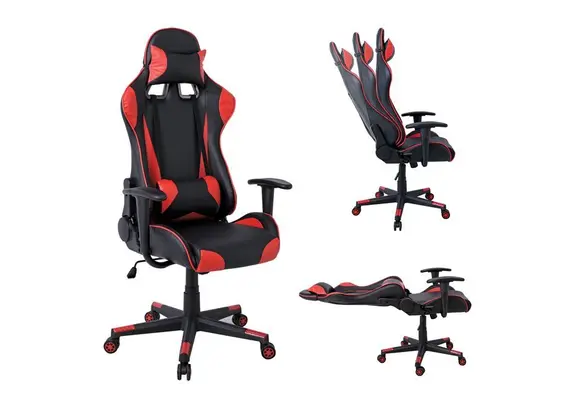 Z.EO577 BF8050 Gaming Πολυθρόνα Γραφείου, Ανάκλιση Πλάτης έως 90°, Pu Μαύρο - Κόκκινο 70x67/134x125/135cm