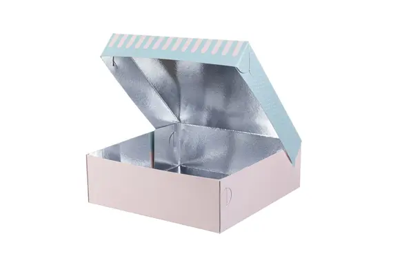 Κουτί ζαχαροπλαστικής μεταλιζέ, Patisserie New, Νο 15, 25x25x8cm τιμή ανά κιλό (τιμή για 10 κιλά) QK15PN
