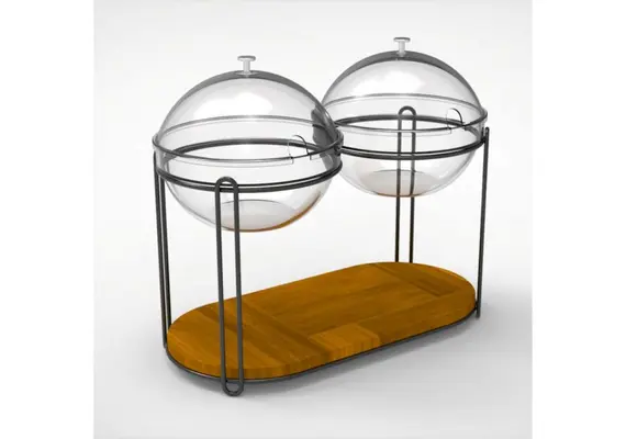 Squillo Μεταλλικό Buffet Stand με 2 Γυάλινα Μπωλ & Καλύμματα Φ23x25h Μαύρο Ματ USR05-2P23-25