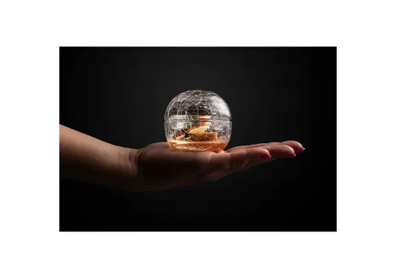 Γυάλινο κρεκελέ Μπωλ με καπάκι, φ7.5cm, ανθρακί, RAW (τιμή για 4 τεμάχια) RD23006