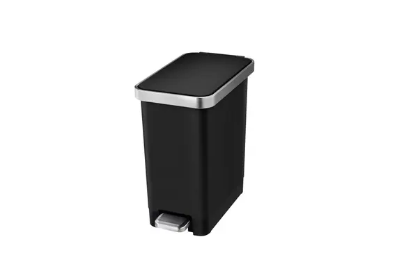 Κάδος απορριμμάτων 10L, πλαστικός με pedal 17x31x32h, απαλό κλείσιμο, μαύρος EK6186-10L
