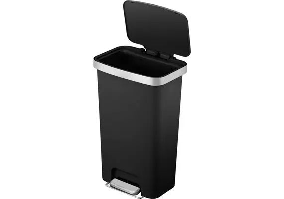 Κάδος απορριμμάτων 45L, πλαστικός με pedal, απαλό κλείσιμο, με ρόδες, 40.9x29.7x65.2 μαύρος, ΕΚΟ EK6266-45L-BL