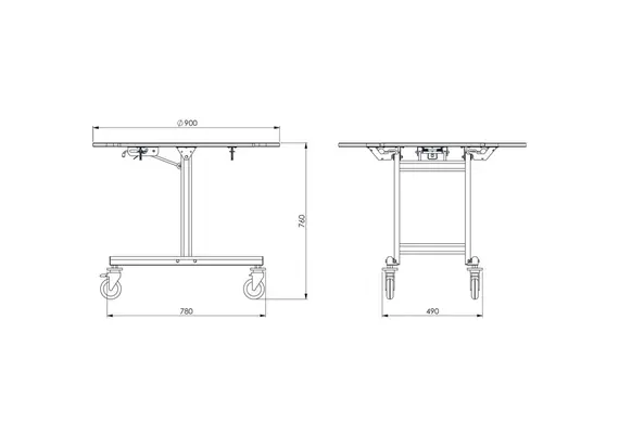 Τραπέζι τροχήλατο Room-Service, φ90cm MDF, Evinoks OSA-211