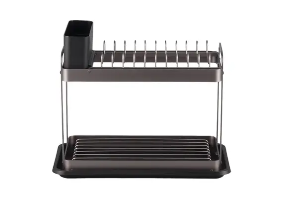 ΠΙΑΤΟΘΗΚΗ ΔΙΩΡΟΦΗ ΑΛΟΥΜΙΝΙΟΥ ΓΚΡΙ METALLIC ΜΕ ΜΑΥΡΟ ΔΙΣΚΟ 42x24x34εκ. ANKOR 840236