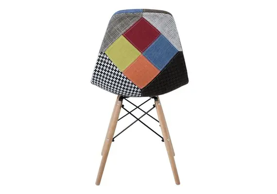 (MinQty) Z.EM123,8W ART Wood Καρέκλα PP, Ύφασμα Patchwork 47x52x84cm (Τιμή για 4 τεμάχια)