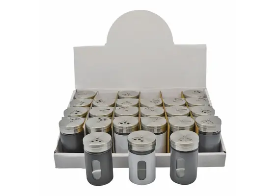 ΣΕΤ 24 ΤΕΜ ΑΛΑΤΟΠΙΠΕΡΑ ΧΡΩΜΑΤΙΣΤΑ INOX ΜΕ ΓΥΑΛΙ 70ml 4,8x4,8x8,2εκ ANKOR 829842