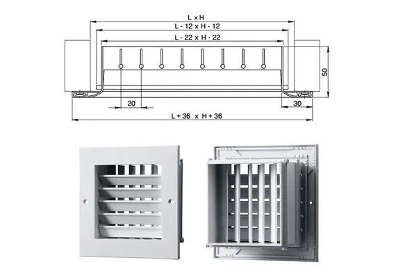 Καπάκι εξαερισμού  αλουμινίου με διπλές γρίλιες VENTS L300 x H200 mm  (τιμή για 5 τεμάχια)  590907.0029