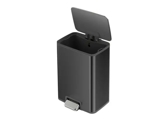Κάδος απορριμμάτων με πεντάλ, 13L, Inox ματ μαύρο, με προστασία δαχτυλ. αποτ, απαλό κλείσιμο, EKO 28.1x24.4xΥ42.6cm EK9161P-13L-MBS