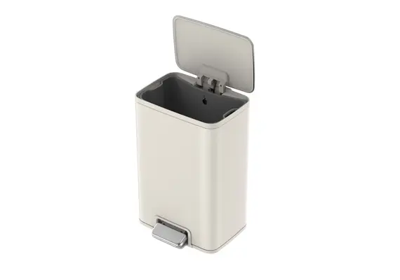 Κάδος απορριμμάτων με πεντάλ 13L, Inox ματ εκρού, με προστασία δαχτυλ. αποτ, απαλό κλείσιμο 28.1x24.4xΥ42.6cm, EKO EK9161P-13L-VNS