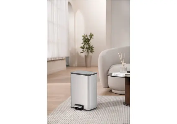 Κάδος απορριμμάτων με πεντάλ 13L, Inox ματ, με προστασία δαχτυλ. αποτ, απαλό κλείσιμο, 28.1x24.4xΥ42.6cm EKO EK9161-13L-MMT