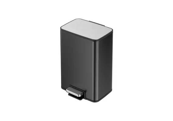 Κάδος απορριμμάτων με πεντάλ, 13L, Inox ματ μαύρο, με προστασία δαχτυλ. αποτ, απαλό κλείσιμο, EKO 28.1x24.4xΥ42.6cm EK9161P-13L-MBS