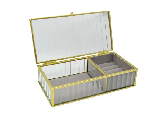 ΚΟΥΤΙ ΑΠΟΘΗΚΕΥΣΗΣ ΚΟΣΜΗΜΑΤΩΝ ΓΥΑΛΙΝΟ ME ΧΡΥΣΟ ΠΛΑΙΣΙΟ 20x10x5εκ. ANKOR 835331