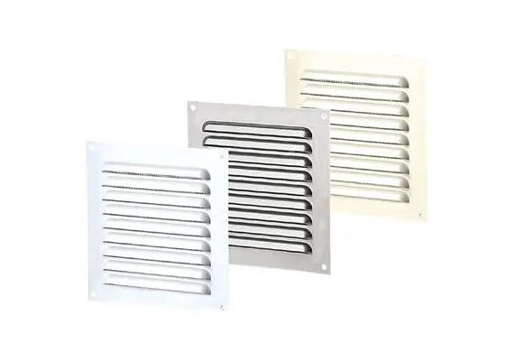 Καπάκι εξαερισμού αλουμινίου με σήτα Ασημί VENTS (τιμή για 5 τεμάχια)  150 x 150 mm - L150 x H136 x A 0,8 mm  590905.0015