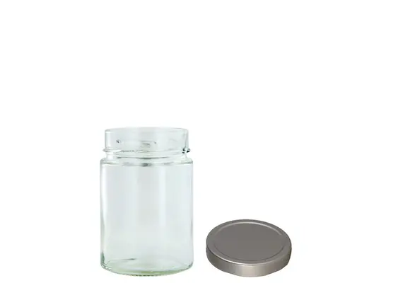 Βάζο γυάλινο 580ml, με καπάκι ασημί, (φ8.2cm) ,  (τιμή για 20 τεμάχια) σειρά PLUS-580+LID/SI Βάζο γυάλινο 580ml, με καπάκι ασημί, (φ8.2cm) ,  (τιμή για 20 τεμάχια) σειρά PLUS-580+LID/SI