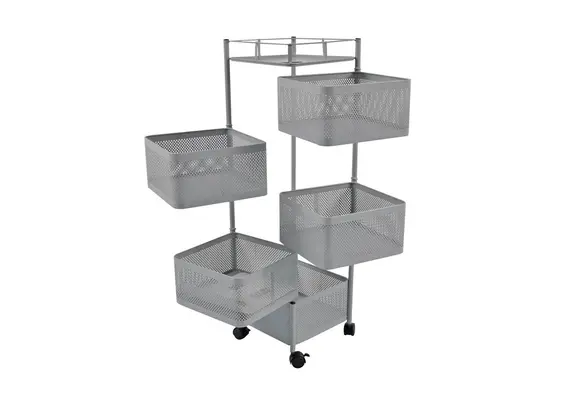 ΤΡΟΛΕΪ ΑΠΟΘΗΚΕΥΣΗΣ ΜΕ 5 ΚΑΛΑΘΙΑ ΜΕΤΑΛΛΙΚΟ ΓΚΡΙ 28x28x91εκ. ANKOR 830381