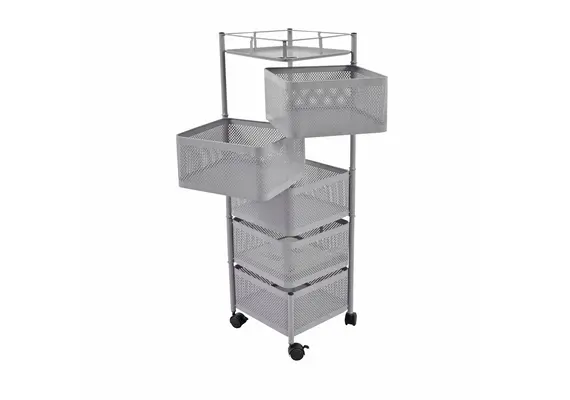 ΤΡΟΛΕΪ ΑΠΟΘΗΚΕΥΣΗΣ ΜΕ 5 ΚΑΛΑΘΙΑ ΜΕΤΑΛΛΙΚΟ ΓΚΡΙ 28x28x91εκ. ANKOR 830381