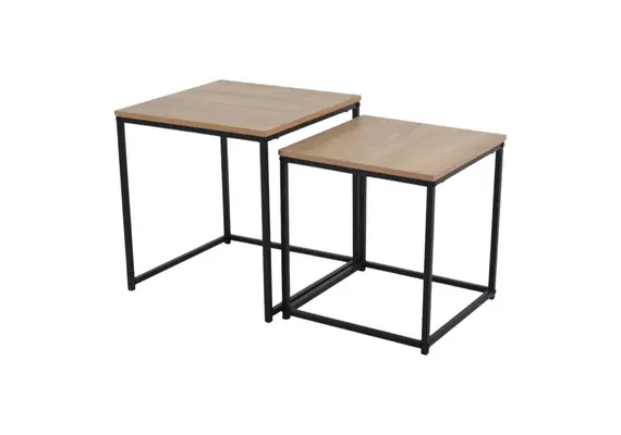 ΣΕΤ 2 ΤΡΑΠΕΖΑΚΙΑ ΞΥΛΙΝΑ ΜΕ ΜΑΥΡΗ ΜΕΤΑΛΛΙΚΗ ΒΑΣΗ 45x45x45εκ. ΚΑΙ 40x40x40εκ. ANKOR 846931