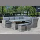 Z.E6621 BOOZER Set Σαλόνι-Τραπεζαρ.ALU Τραπέζι ανυψωμένο+2τ 3θ Γωνία +2τ Σκαμπό, Σκ.Γκρι - Ανθρακί